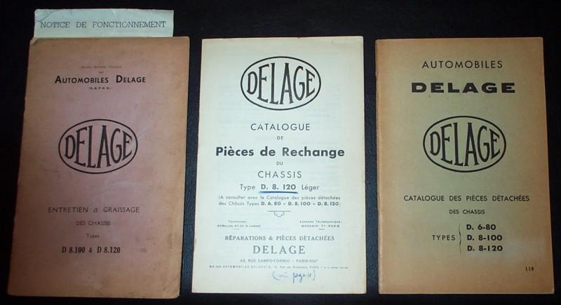 Original delage maint & lube book, catalog of spare parts lot of 3 1940's french