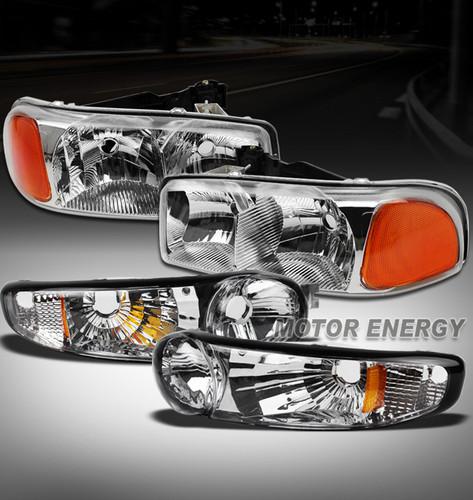 2000-2006 gmc yukon sierra denali crystal head lights+bumper signal chrome/amber