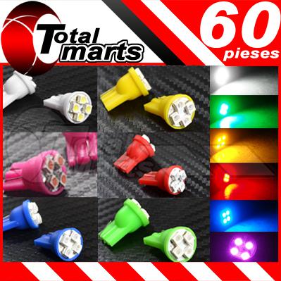 60x 4-smd led t10 168 194 w5w car light bulb (whitw blue red amber pink green) 