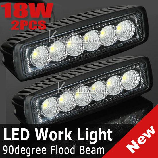 2pcs 6.3" 18w led flood beam work light offroad pickup sport utility lamp 1170lm