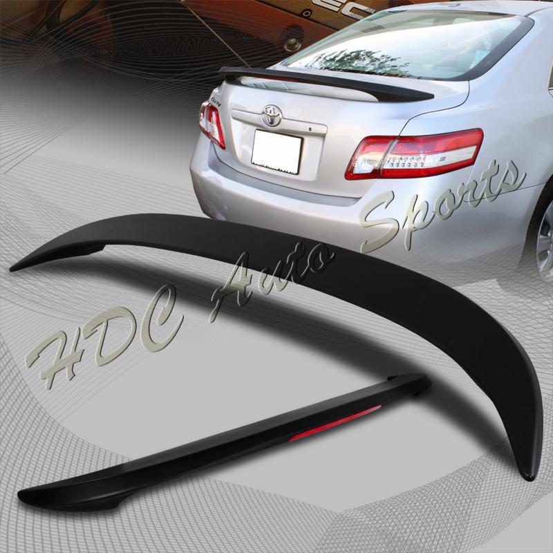 2007-2011 toyota camry black abs plastic rear spoiler wing w/ led brake light