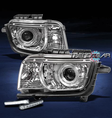 10-13 chevy camaro double halo chrome projector head lights w/drl led left+right