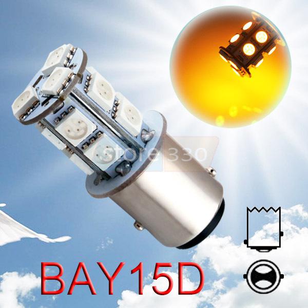 1157 bay15d 13 smd 5050 amber / yellow tail turn signal led car light bulb lamp