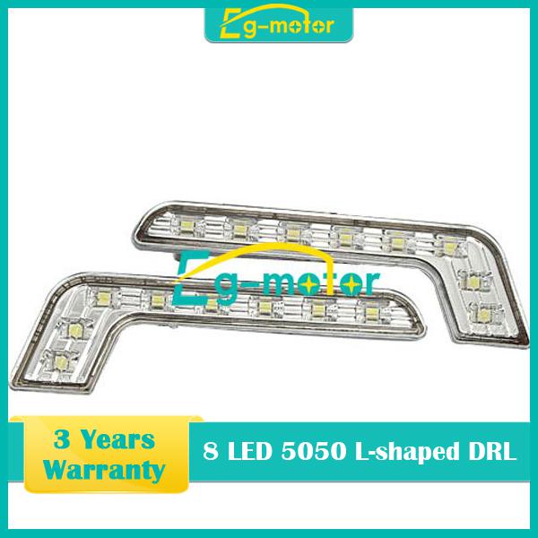 Pair 8led l-shaped 5050 car driving drl daytime running day led light lamp