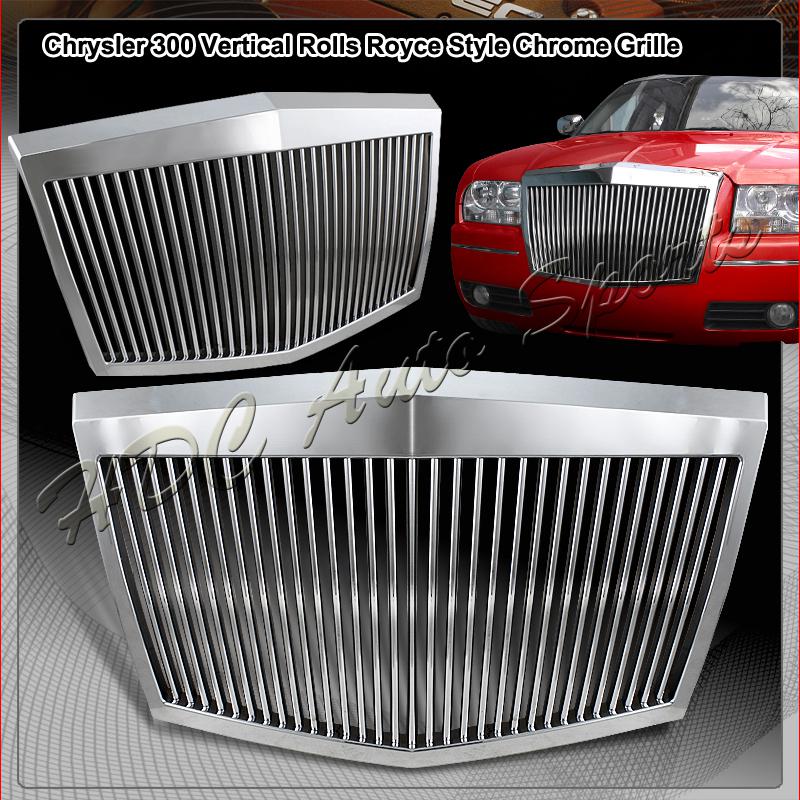 2005-2010 chrysler 300/300c chrome vertical phantom style front grille grill