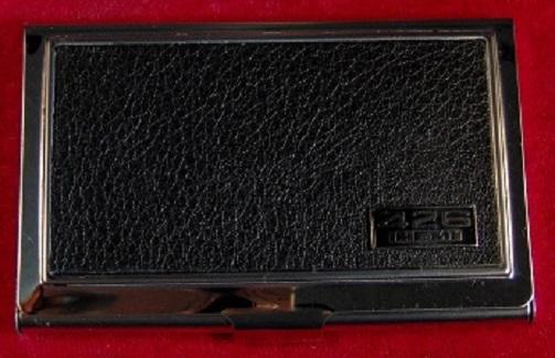 426 hemi - stainless steel & leather business card case