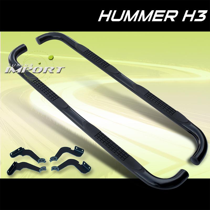 Hummer 06-10 h3 black side step nerf bar running board set pair new lh+rh humvee