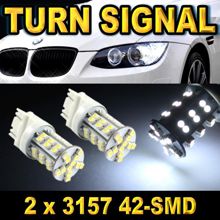 2x 3157 42-smd led front turn signal light bulbs 3057 3157 3357 3457 4157 white