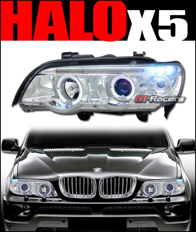 Chrome drl led dual halo projector head lights lamps signal 2001-2003 bmw x5 e53