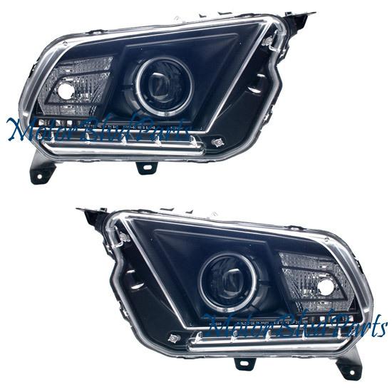 10-12 ford mustang projector headlights w/ccfl halo black driver+passenger set