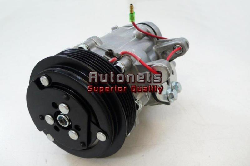 Satin aluminum sanden sd7 ac 12v air compressor serpentine pulley hot rat rod