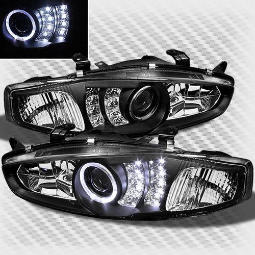 97-02 mirage 2 door halo led black projector headlights lamp head light pair set