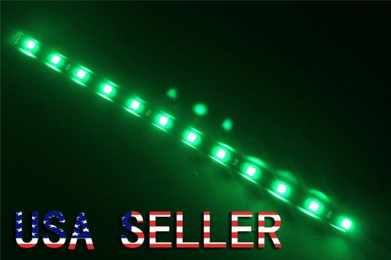 New 4pcs 12" drl light 5050 12 smd waterproof flexible led car strips green