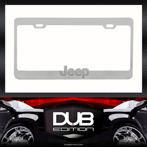 Licensed geuine jeep logo chrome metal steel license plate frame 4wd cherokee