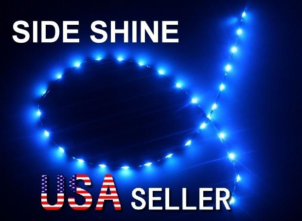 2x 30cm audi style 12" side glow 15-smd led light car truck flexible strip blue