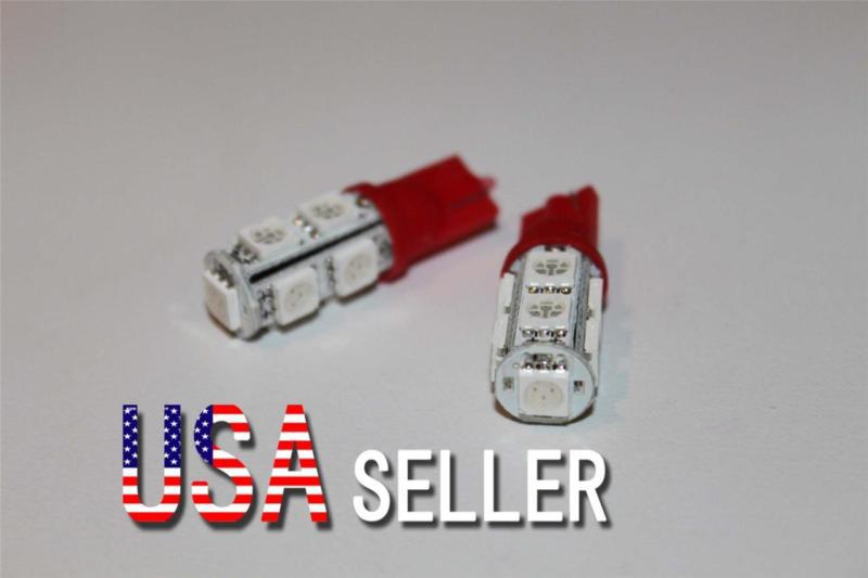 2pcs xenon t10 wedge 9-smd 5050 led light bulbs 192 168 194 w5w 2825 158 red