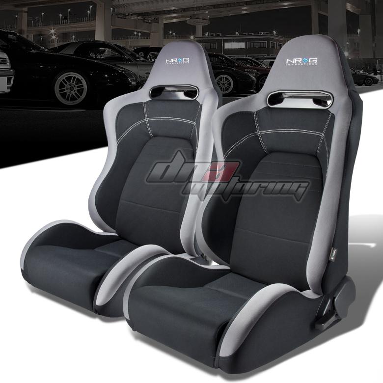 X2 nrg type-r black+gray fully reclinable sports deep racing seat/seats+slider