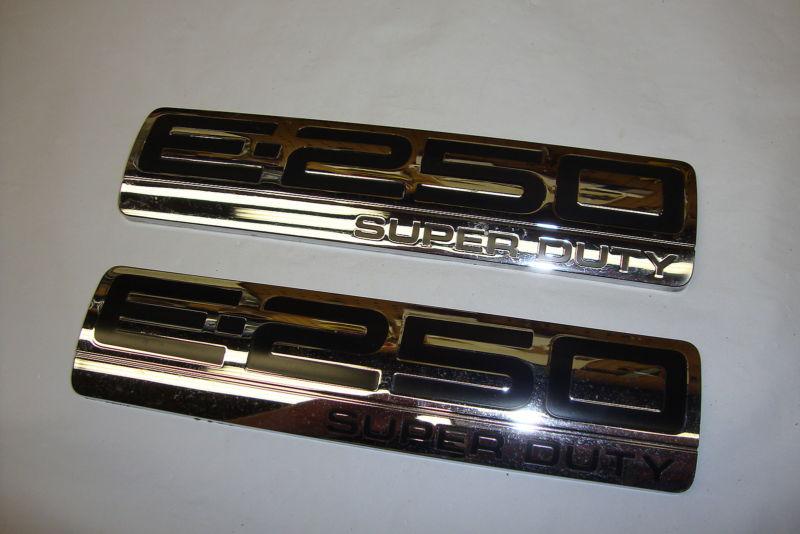 2 ford e-250 super duty chrome emblems oem