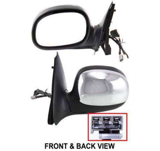 New chrome electric power driver side view mirror 1999-2003 ford truck left door