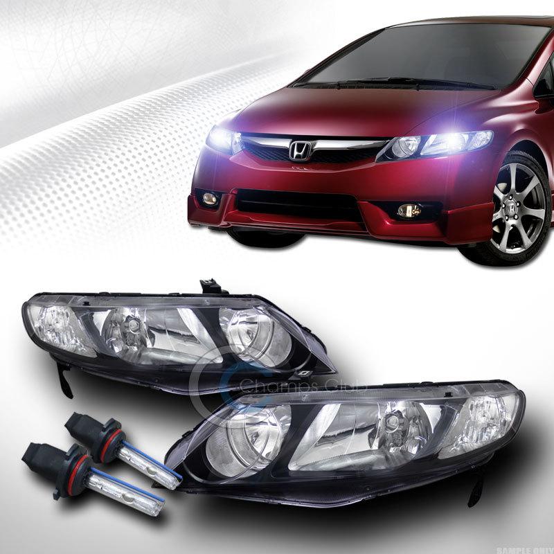 8k hid xenon black headlights signal parking lamps dy 2006-2011 hodna civic 4dr