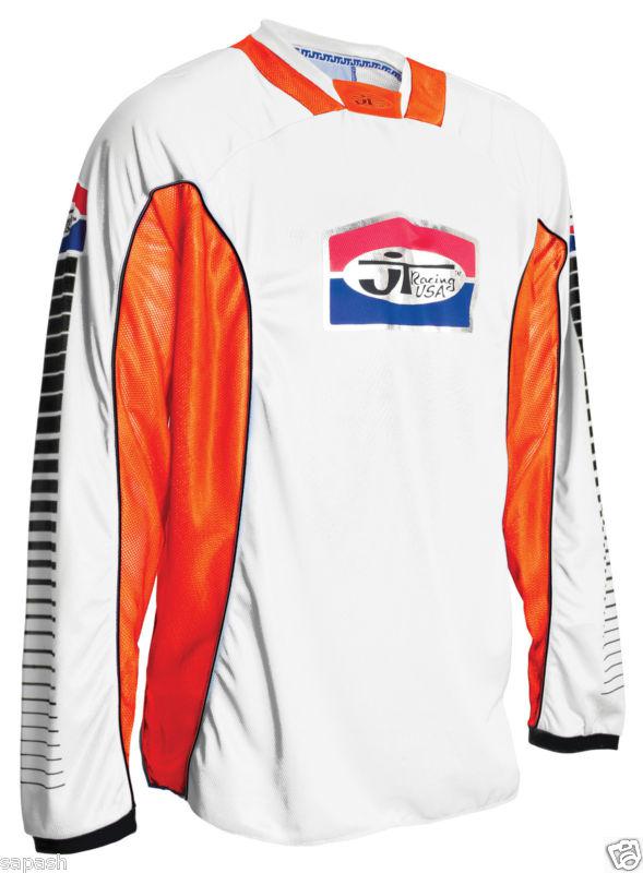 New jt racing mx jersey medium white / orange 2012 close-out