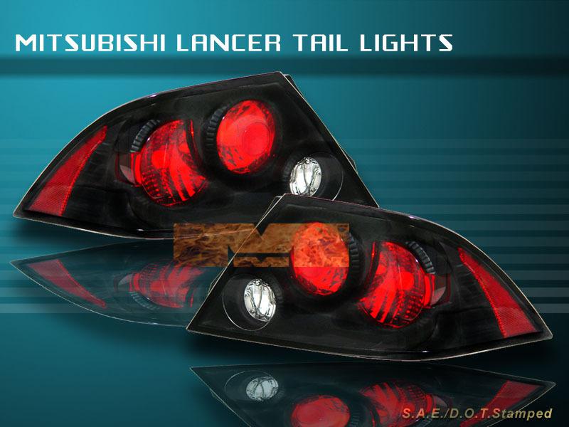 2002-2003 mitsubishi lancer 4-door euro tail lights jdm black