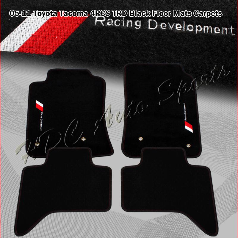 2005-2011 toyota tacoma pickup red stitched black nylon carpet floor mats