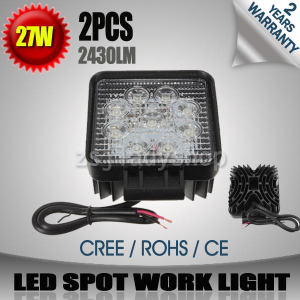 2x 27w 9 led work spot pencil offroad lamp light for truck 12v 24v 4wd 4x4