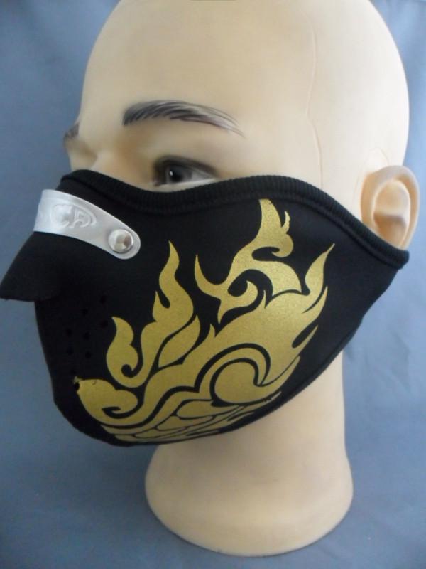 Neoprene face mask work scooter dust protection black gold thai myth dragon new