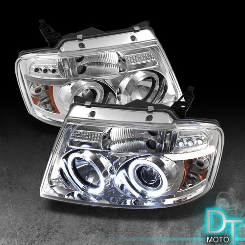 04-08 ford f150 f-150 dual halo projector led headlights lamps lights left+right