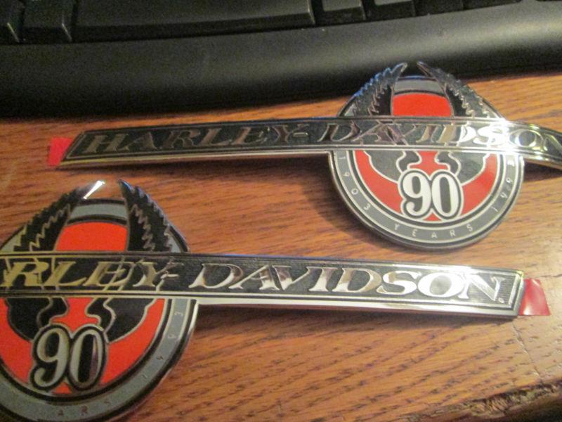 Harley nos 90th anniversary gas tank emblems badges set