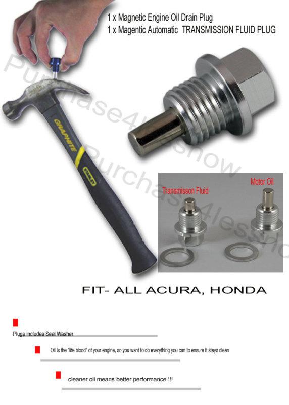 Magnetic oil drain + transmission plug civic integra