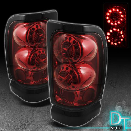 94-01 dodge ram pickup red smoked led tail brake lights lamps left+right pair