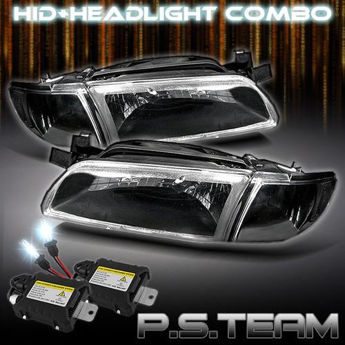 97-03 grand prix black headlights w/corner signal+6000k slim ballast hid combo