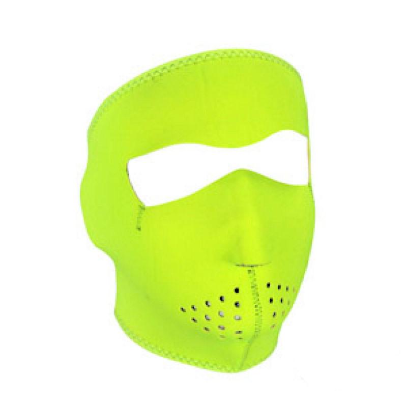 High visibility lime green zan headgear neoprene full face mask reversible