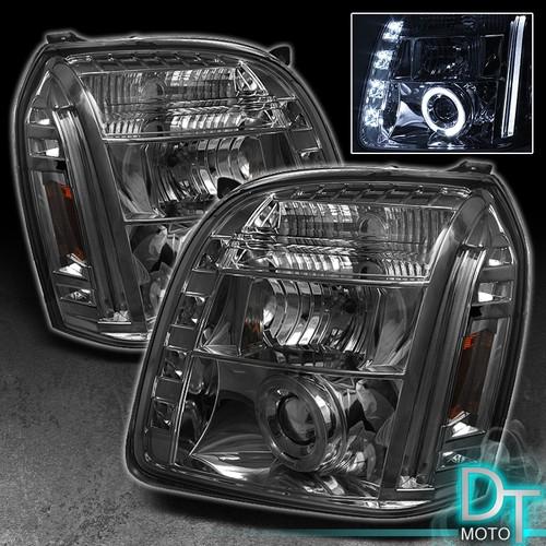 Smoked 07-13 yukon/yukon denali halo projector headlights+daytime drl led lights