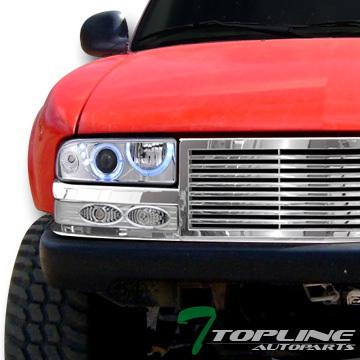 Chrome halo led projector head lights+bumper yd w/grill grille 1998+ s10 blazer