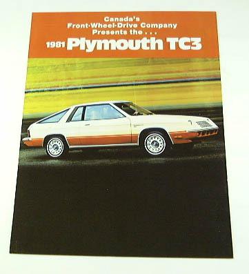 1981 81 plymouth tc3 brochure 3dr hatchback