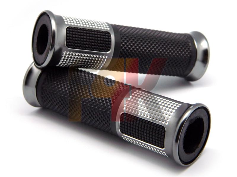 Grey motorcycle racing 7/8" handle bar rubber gel hand grips for sports bikes