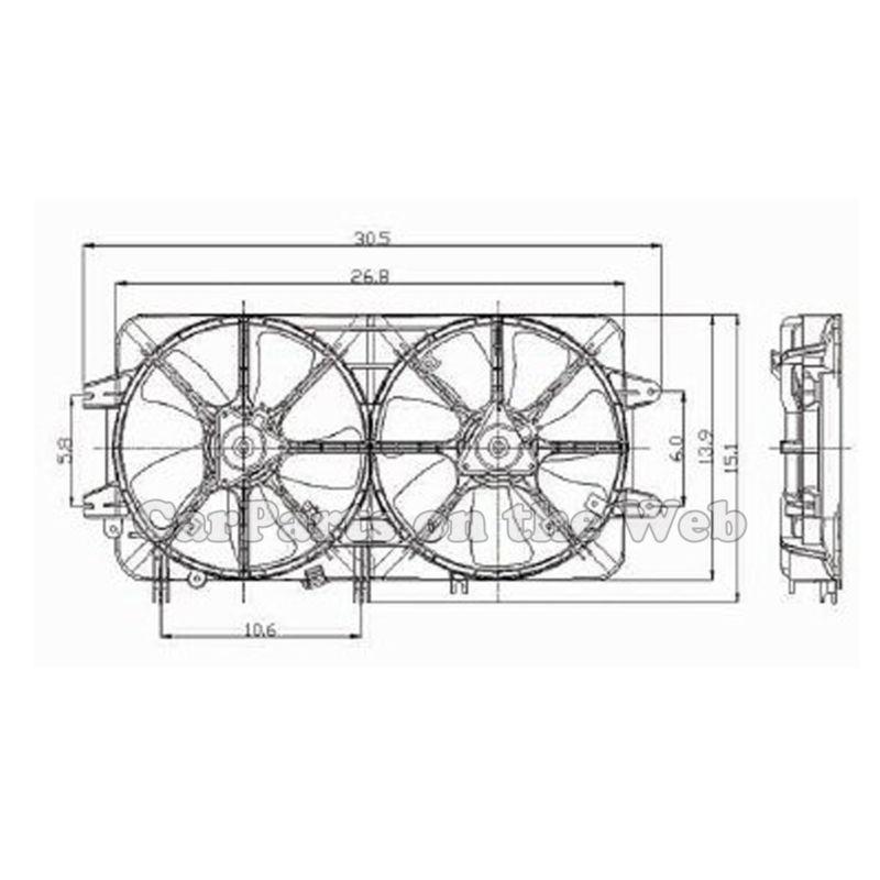 New 2000-2002 mazda 626 2.0l dual radiator cooling fan assembly ma3115114