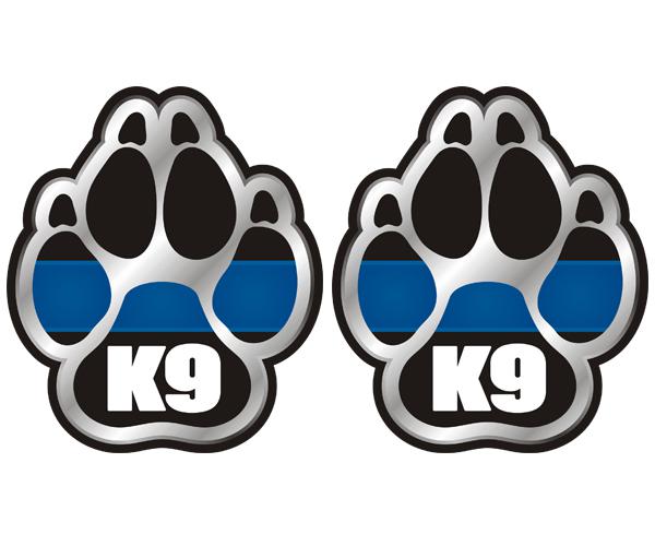 Police k9 paw decal set 4"x3.4" k-9 officer dog unit thin blue line sticker zu1