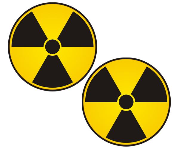 Nuclear radiation warning decal set 4"x4" nuke radioactive vinyl sticker zu1