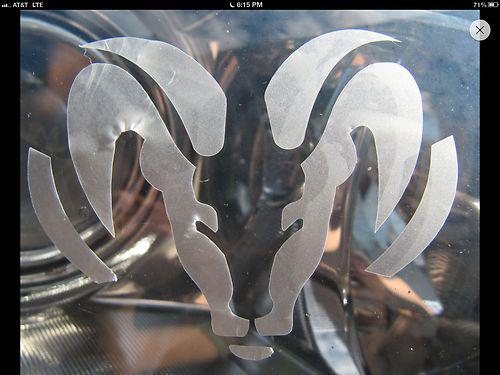 Tribal ram head or tail & brake light etch decal dodge sticker graphic vinyl 