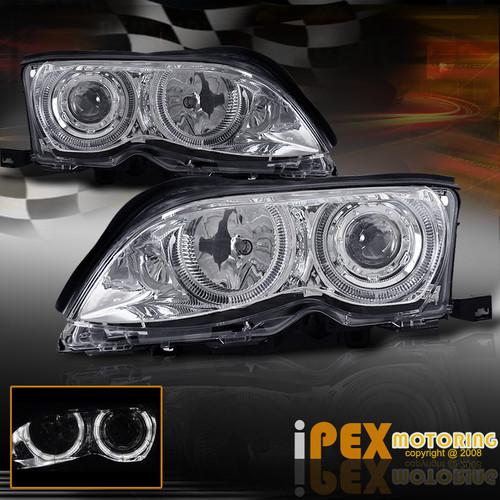 Free ship 02-05 bmw e46 4 door sedan twin halo chrome projector head light lamps