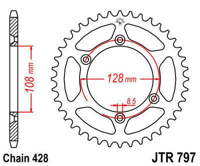 Jt sprocket rear 51t steel fits suzuki dr-z125 l1/l2 2011-2012