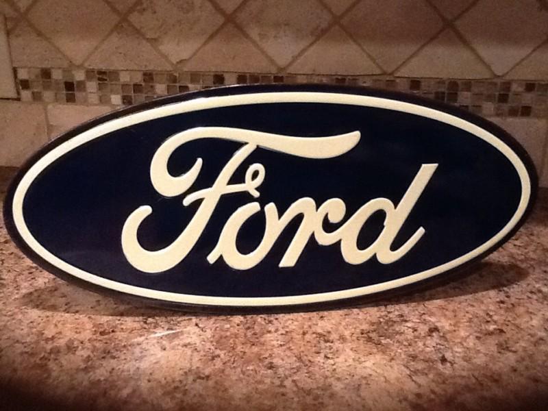 Large ford blue oval vintage look metal tin garage man cave sign 