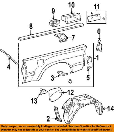 Toyota oem 6643304020 front & side panels-pick up box-side panel brace