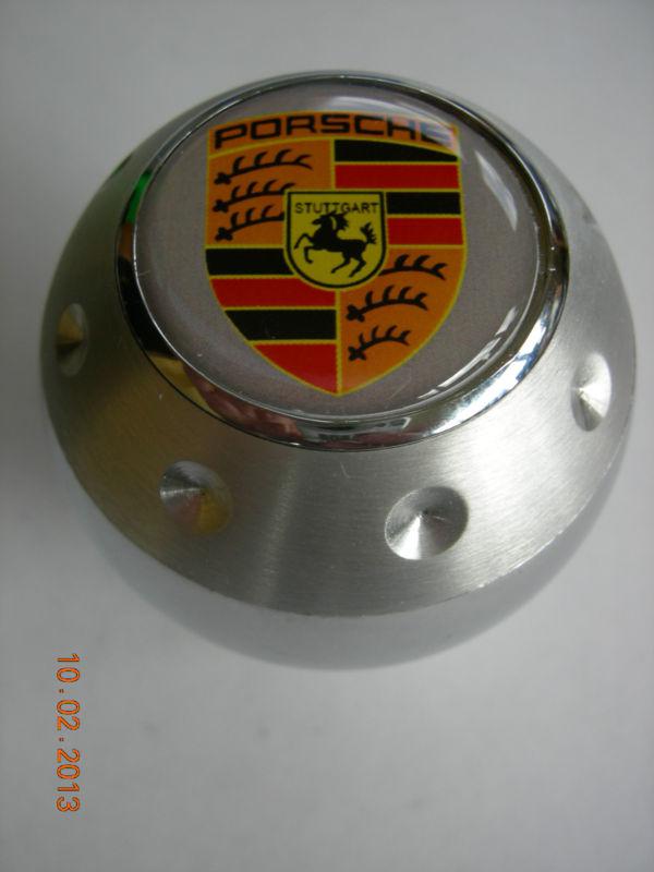 Porsche aluminum gear shift knob gray background