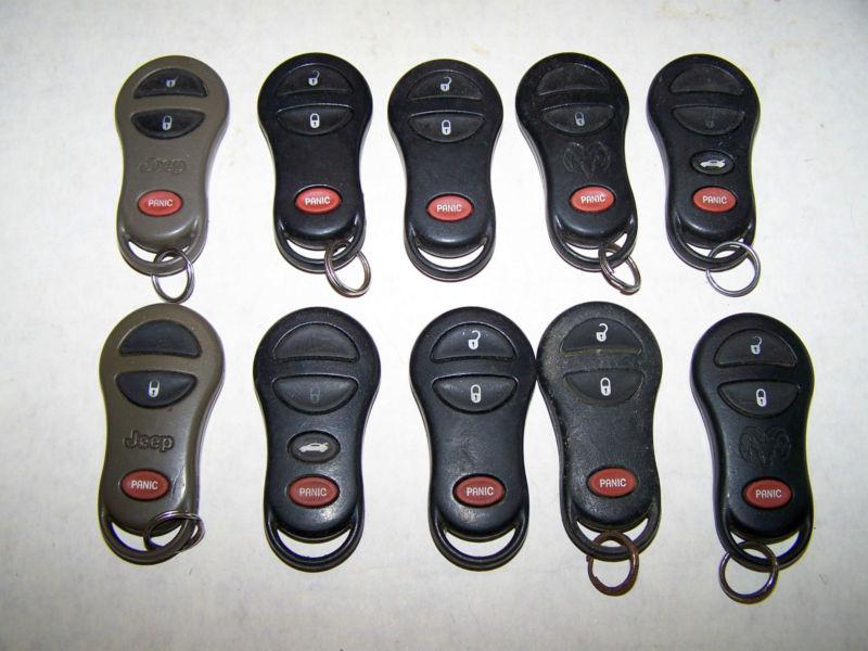 Jeep, chrysler, dodge keyless entry fobs - used - lot of 10