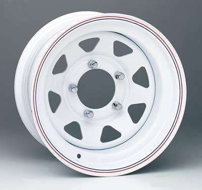 U.s. wheel 70 series white 8-spoke wheel 15"x6" 5x4.5" bc set of 2